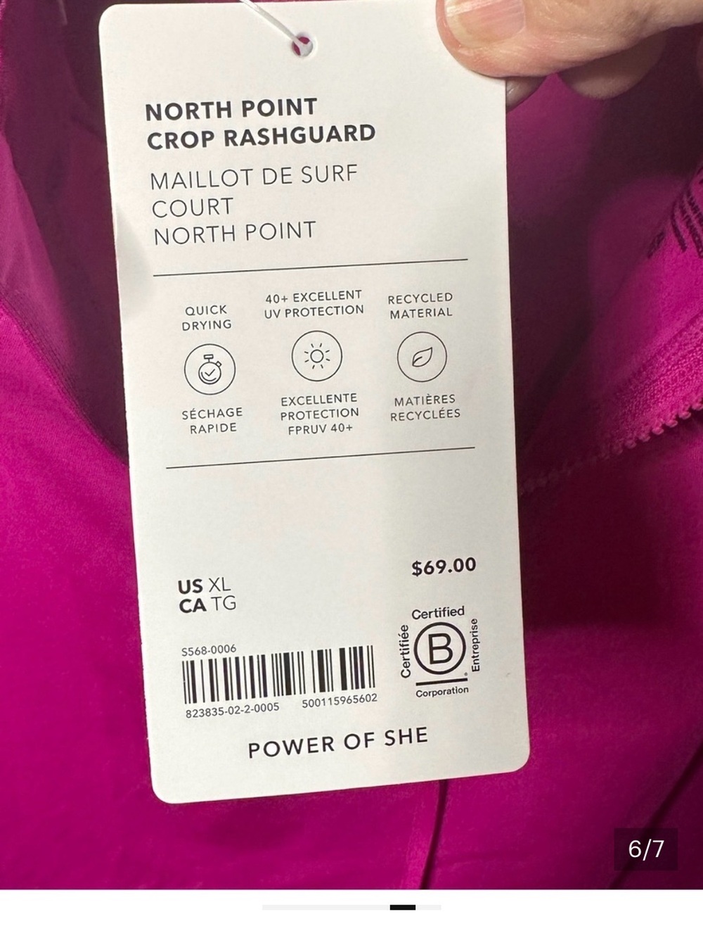 EUC Athleta 💗 North Point Cropped Rash Guard - Fuchsia